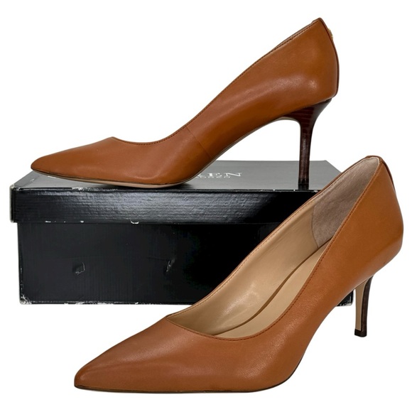 Lauren Ralph Lauren Lanette Tan Leather Womens Heels Size 7M - Picture 1 of 14